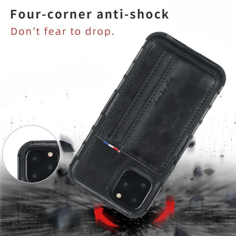 Image of PU Leather business style phone cover with card slot Phone Case for iPhone