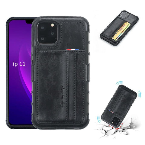 Image of PU Leather business style phone cover with card slot Phone Case for iPhone