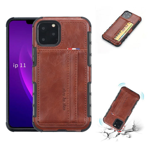 Image of PU Leather business style phone cover with card slot Phone Case for iPhone