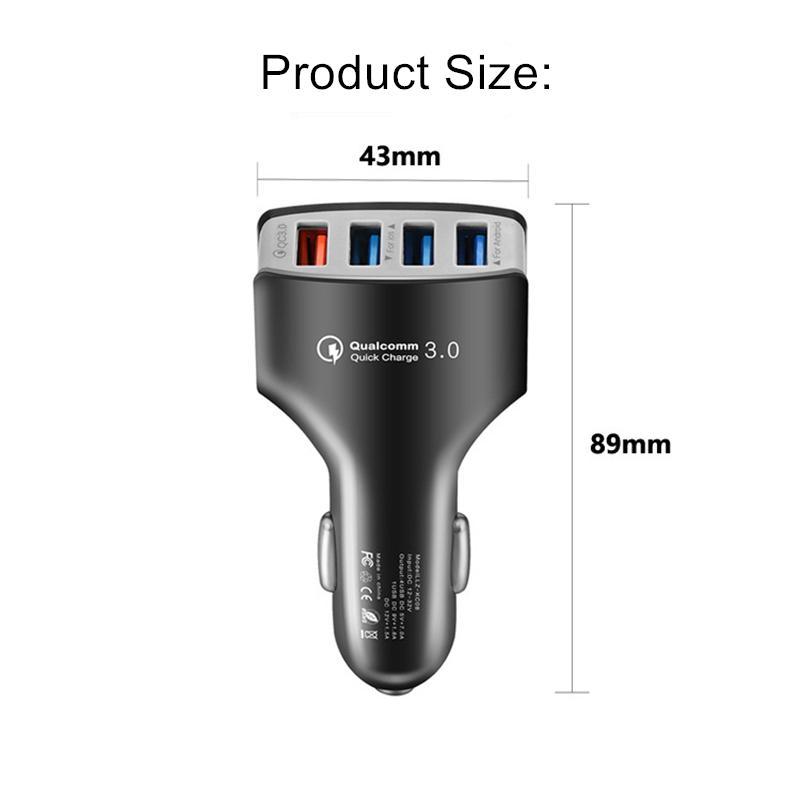 QC3.0 7A 4 USB Port Fast Charging Car Charger Adapter