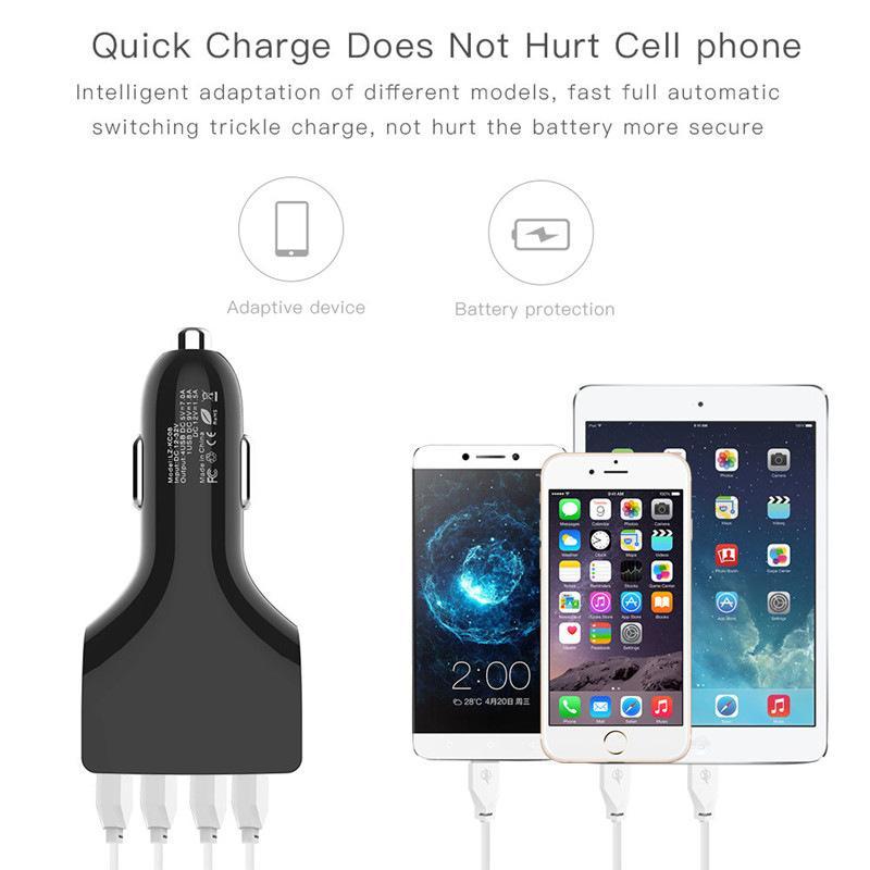QC3.0 7A 4 USB Port Fast Charging Car Charger Adapter