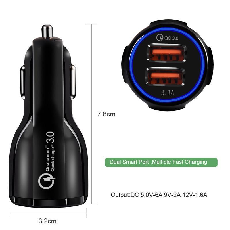 QC3.0+3.1A Dual USB Fast Charging Car Charger chicken leg car plug
