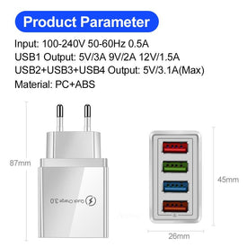4ports wall charger Quick Charging For all mobile phones