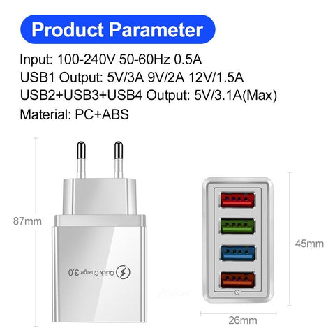 Image of 4ports wall charger Quick Charging For all mobile phones