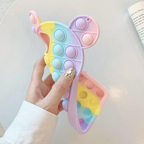 Image of Relive Stress Pop Fidget Toys Push It Bubble Phone Case For iphone 11 12 Pro Max 6 6S 7 8 Plus X XR XS 3D Cartoon Silicone Cover