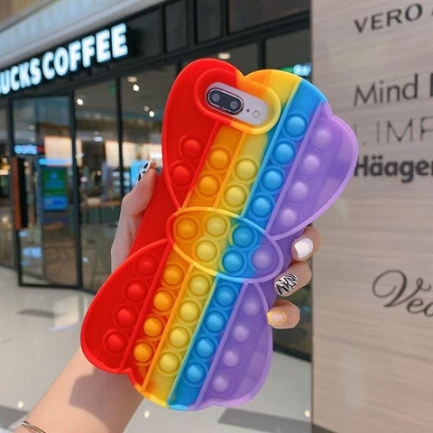 Image of Relive Stress Pop Fidget Toys Push It Bubble Phone Case For iphone 11 12 Pro Max 6 6S 7 8 Plus X XR XS 3D Cartoon Silicone Cover