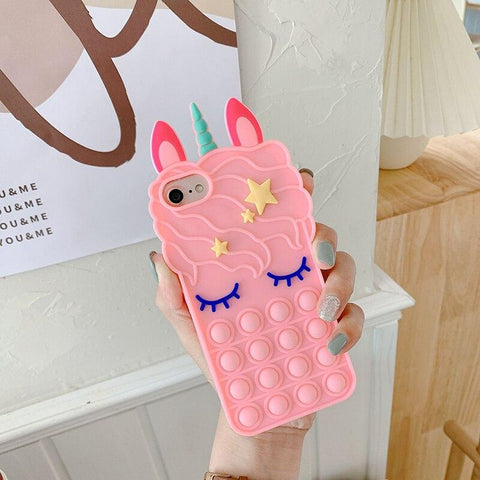 Image of Relive Stress Pop Fidget Toys Push It Bubble Phone Case For iphone 11 12 Pro Max 6 6S 7 8 Plus X XR XS 3D Cartoon Silicone Cover