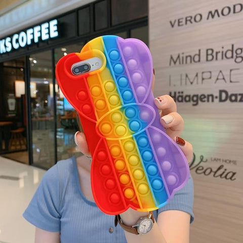 Image of Relive Stress Pop Fidget Toys Push It Bubble Phone Case For iphone 11 12 Pro Max 6 6S 7 8 Plus X XR XS 3D Cartoon Silicone Cover