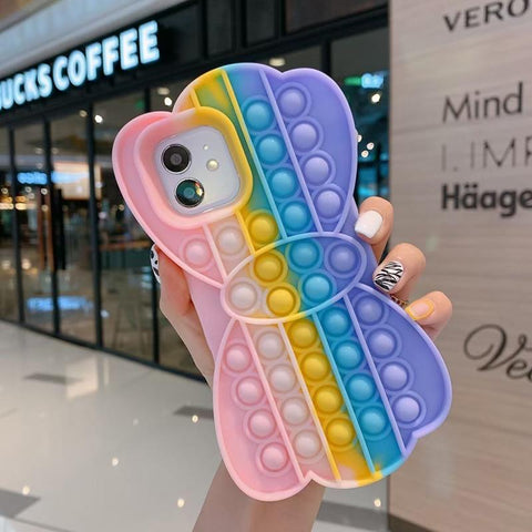 Image of Relive Stress Pop Fidget Toys Push It Bubble Phone Case For iphone 11 12 Pro Max 6 6S 7 8 Plus X XR XS 3D Cartoon Silicone Cover