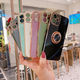 Soft Plating Ring Holder Phone Case For iPhone