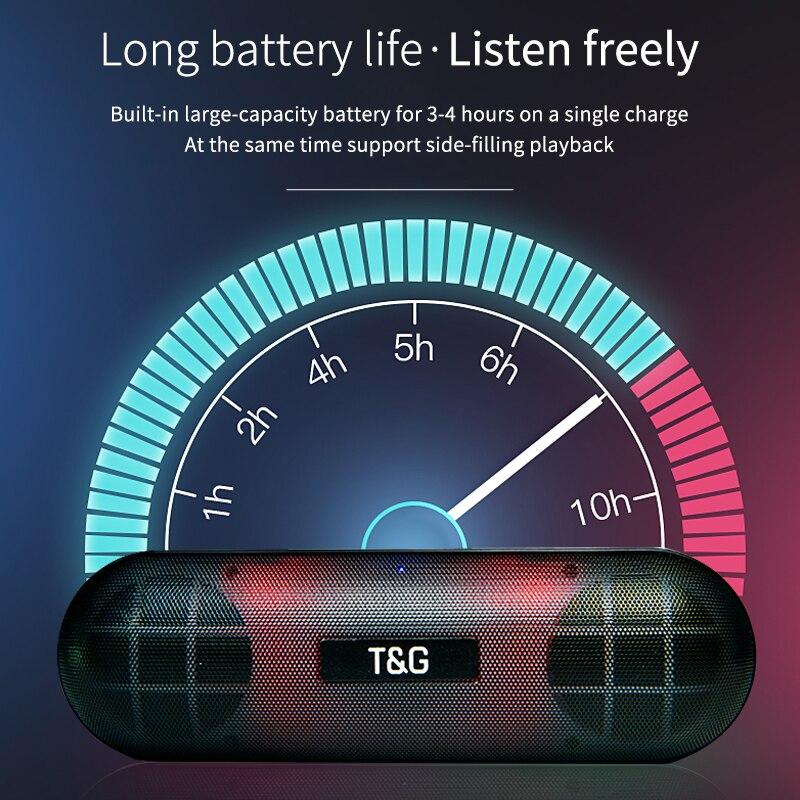 TG148 Waterproof Wireless Bluetooth Speaker Portable Support Audio Microphone TF Card FM Radio Colorful LED Light Subwoofer