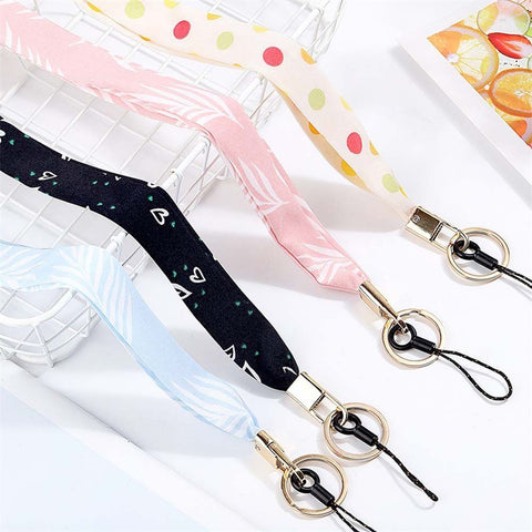 Image of Universal Fashion Cell Phone Lanyard Colorful Scarf Ribbon Neck Strap