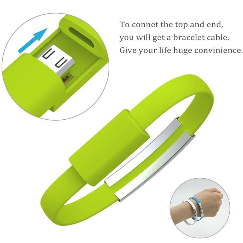 Wristband USB Charger short Cable for iPhone Android Micro USB and Type C