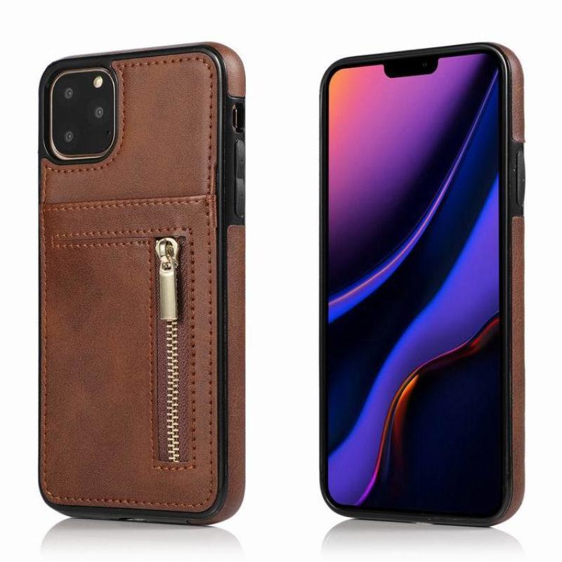 Zipper wallet case Leather phone case back cover for iphone 11 12 mini pro max