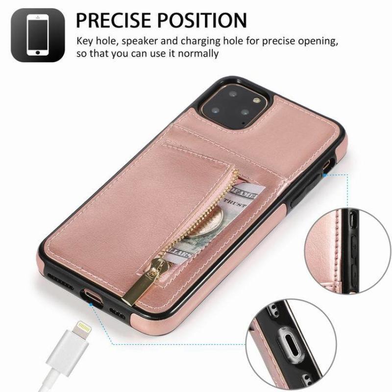 Zipper wallet case Leather phone case back cover for iphone 11 12 mini pro max