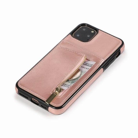 Image of Zipper wallet case Leather phone case back cover for iphone 11 12 mini pro max