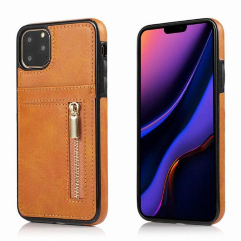Image of Zipper wallet case Leather phone case back cover for iphone 11 12 mini pro max