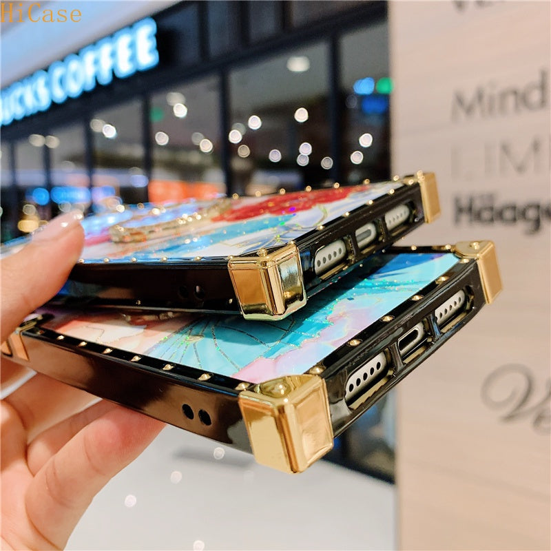 Glitter Flower Case with Diamond Ring Holder for iPhone models