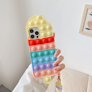 Phone Case for IPhone 11 12 Pro Max Mini X XS XR XSMAX Funda Cover Squeeze Fidget Toys Relive Stress PopIt Push Bubble Silicone