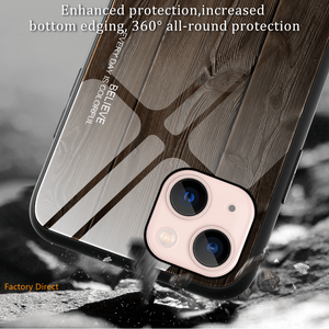 Samsung M J Sery Wood grain design tempered glass phone case