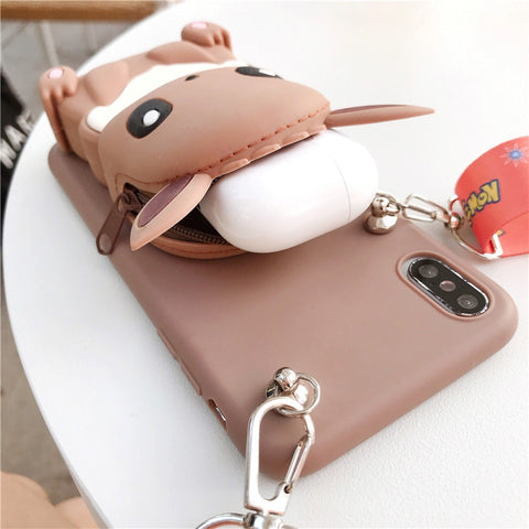 Image of Galaxy S10 Plus S10Ultra S8 S9 plus Case Coin Purse Wallet Samsung Phone Stand Case Neck Strap
