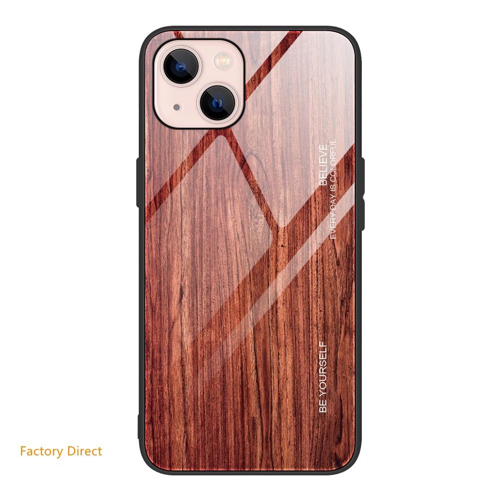 Samsung Note Sery Wood grain design tempered glass phone case
