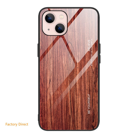 Image of Wood grain tempered glass case for iPhone models