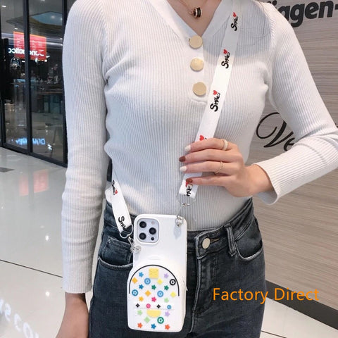 Image of Samsung S21 ultra S21 pro case S30 Galaxy S20 S10 S9 S8 PLUS hand bag case with card wallet change purchase key card bag with cross body strap back cover for kids outdoors