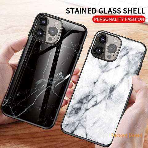 Image of Marble design glass back cover case for iPhone 13 12 11 latest apple phone models