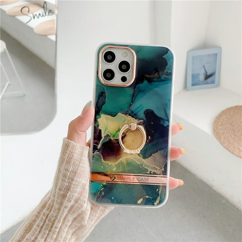 Image of Finger Ring Holder Marble Phone Cases For iphone 12 Mini XS 11 Pro Max X XR SE 2020 7 8 Plus Case Silicone Soft TPU Back Cover