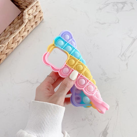 Image of Phone Case for Iphone 11 12 Pro Max Mini Xs Max Xr X 6 7 8 Plus Se 2020 Cute Cookies Relief Stress Toy Bubble Soft Cover