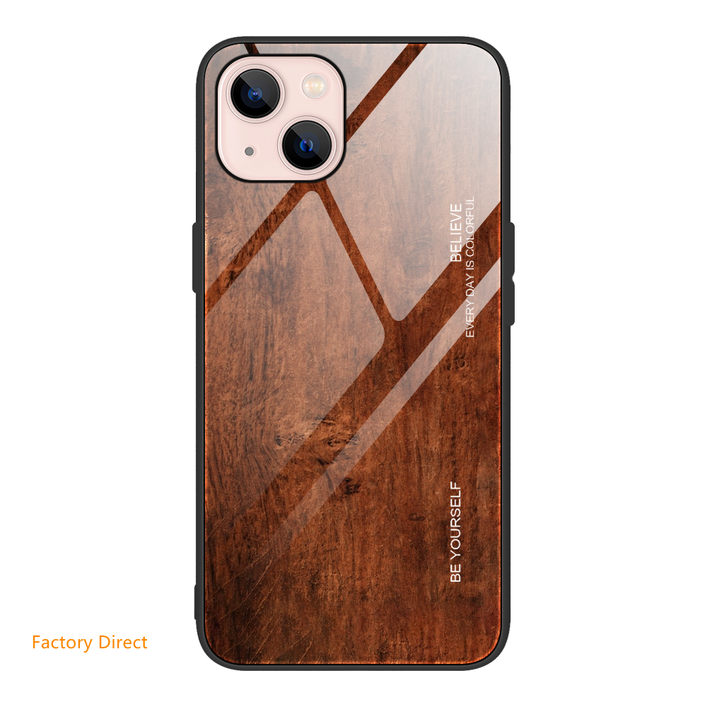 Samsung A2 Sery Wood grain design tempered glass phone case back cover