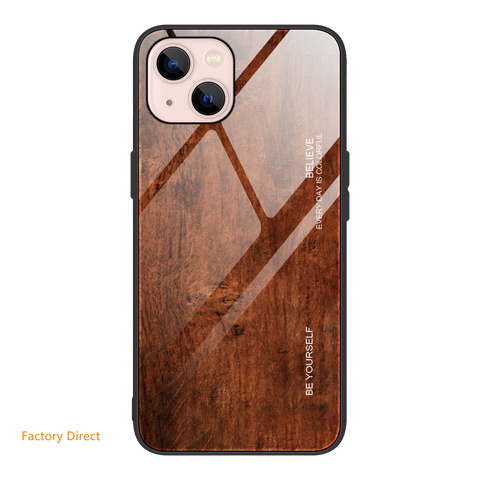 Image of Samsung M J Sery Wood grain design tempered glass phone case