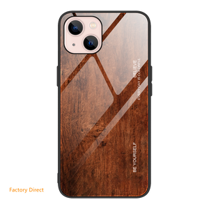 Samsung M J Sery Wood grain design tempered glass phone case