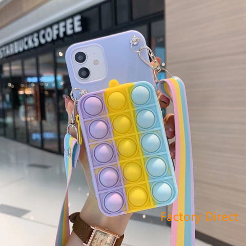 Image of Samsung A11 21S  A31 A71 phone case GalaxyA5 A6 A9 A10S A20S A12 A22 A32 A42 A52  phone case GO POP IT casing with card wallet change purchase key card bag with cross body strap back cover