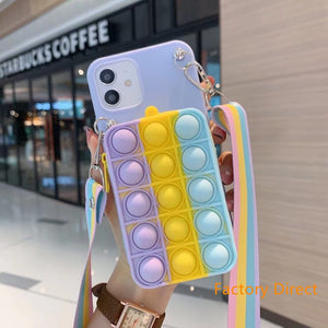 Samsung A11 21S  A31 A71 phone case GalaxyA5 A6 A9 A10S A20S A12 A22 A32 A42 A52  phone case GO POP IT casing with card wallet change purchase key card bag with cross body strap back cover