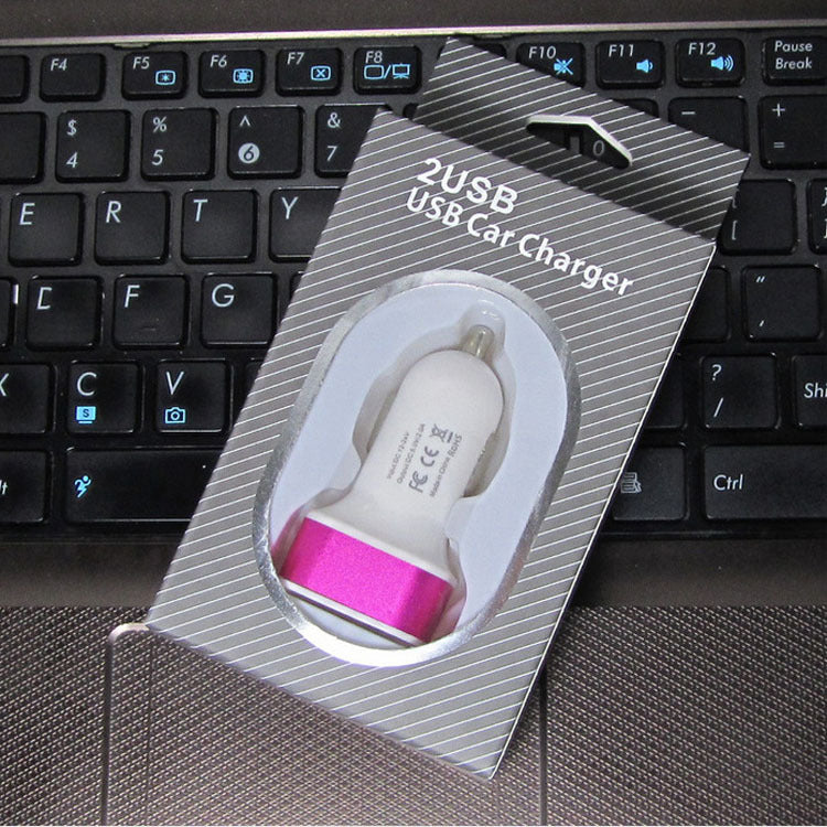 High quality 5V 2A Dual USB Port Car Charger with Gold Ring