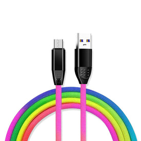 3ft rainbow colorful usb cable for iphone android type c mobile phones