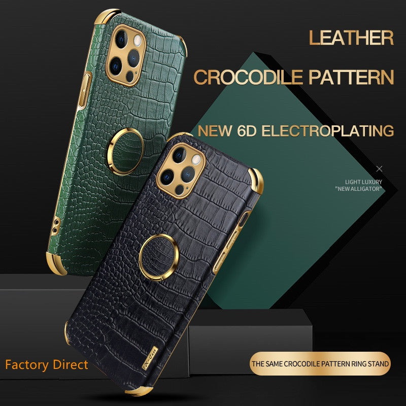 iPhone 14 13 12 11 Pro Max case Crocodile leather design cover with ring holder