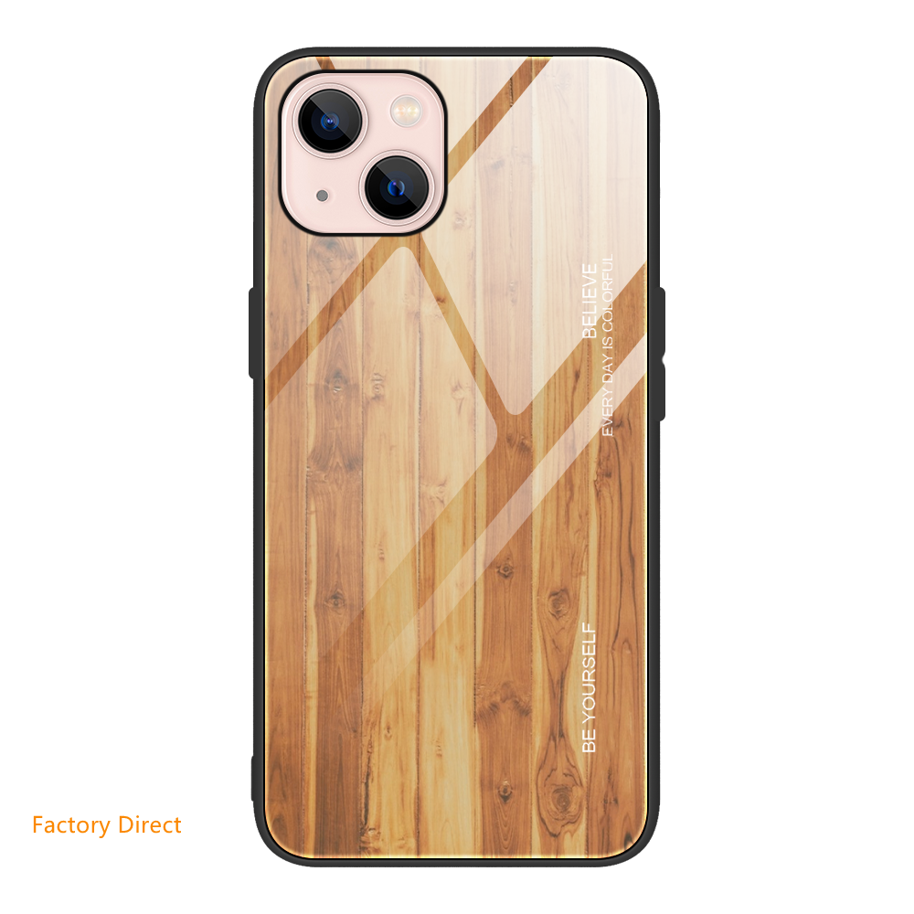 Samsung A2 Sery Wood grain design tempered glass phone case back cover