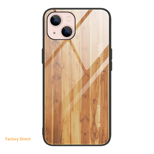 Wood grain design tempered glass phone case back cover for ASUS