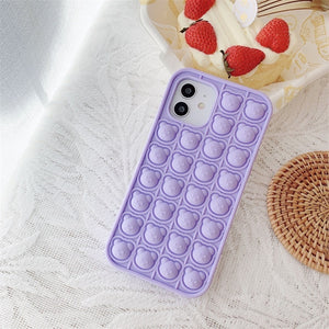 Iphone 12 11 Pro Max case Cute Cartoon 3D bear toys push It bubble Phone Case ForX XR XS 6 6S 7 8 Plus SE Soft Silicone Cover Fundas go pop it