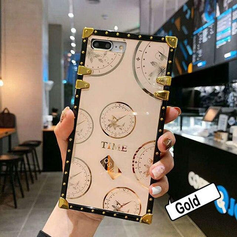 Image of Luxury Time Pattern Square Phone Case for Samsung A10 A20 A30 A50 A70 A12 A10S A20S A71 A01 A41 Coque Bling Ring Holder Cover
