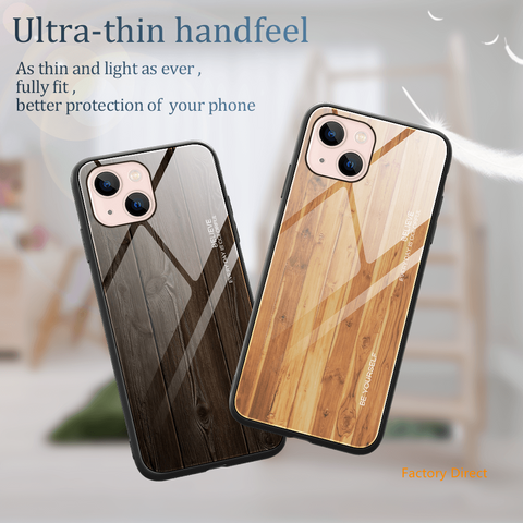 Image of Samsung M J Sery Wood grain design tempered glass phone case