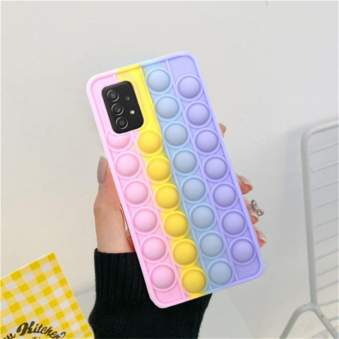Image of Samsung phone galaxy s20 s21ultra plus push Pop Bubble Fidget Toys 3D Soft Case For note 20 J2 A 70 models with opp bag packaging