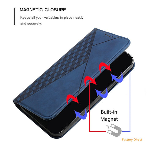 Image of Samsung S20 ultra plus lite fe S21 S30 S22 4G 5G Stylish Flip case Luxury Shockproof Grid pattern Leather flip cover with stand holder and card slot window hole wallet back cover