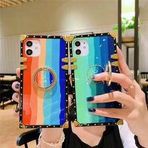 Fashion Gradient Rainbow Square Cover For iPhone models