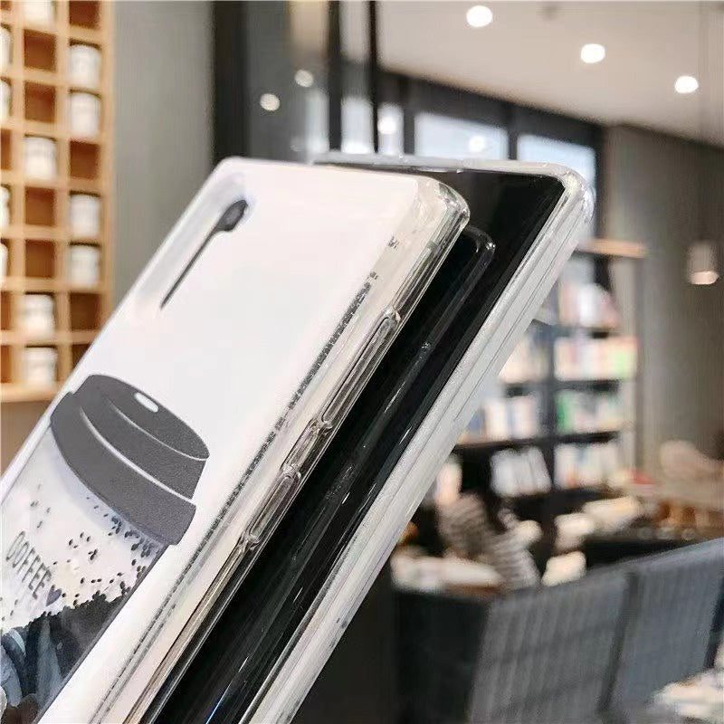 Samsung Galaxy S8 S9 Plus S10 lite S20 S30 Lite pro fashion shining Casing coffee cup glitter liquid quicksand phone case For Samsung note 8 9 10 20 pro plus with flowing coffees