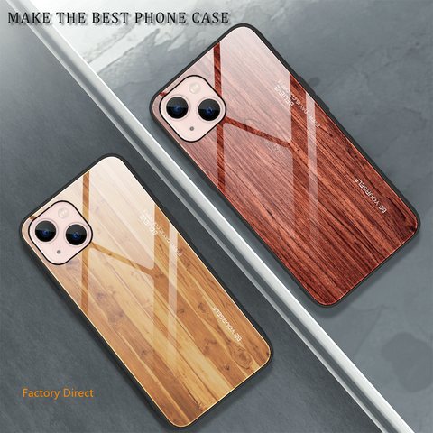 Image of Samsung M J Sery Wood grain design tempered glass phone case