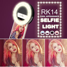 RK14 LED Selfie Ring Light with 3 Brightness Modes 33 LEDs Rechargeable Battery